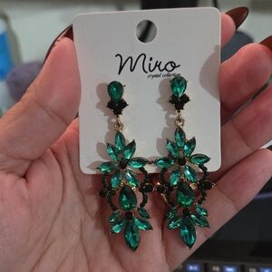 IRO Emerald and Black Crystal Earrings